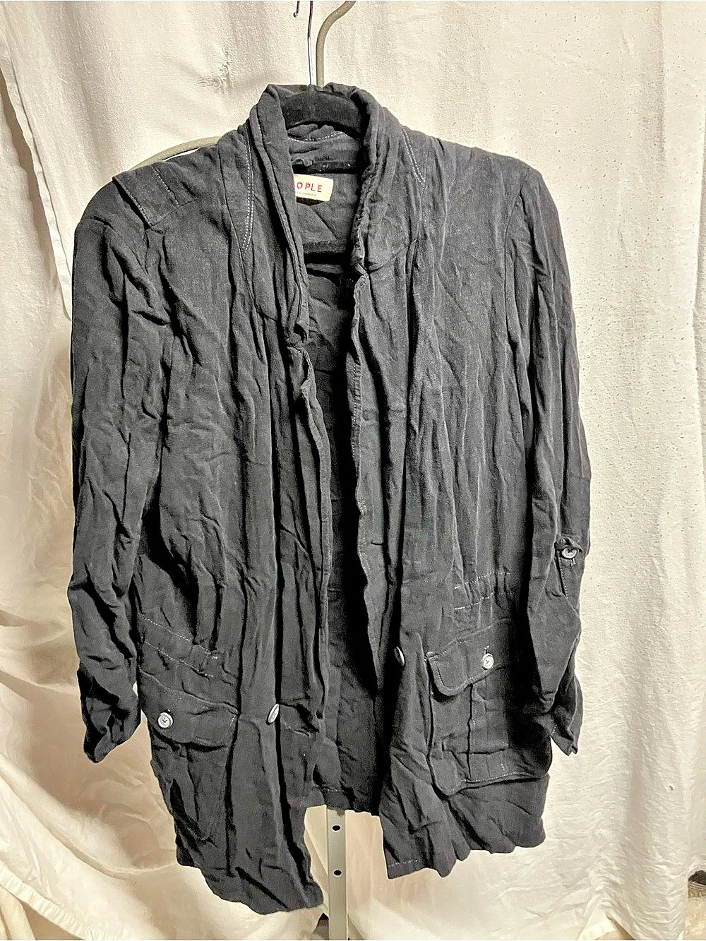 Free People Black Utility Jacket Size Large